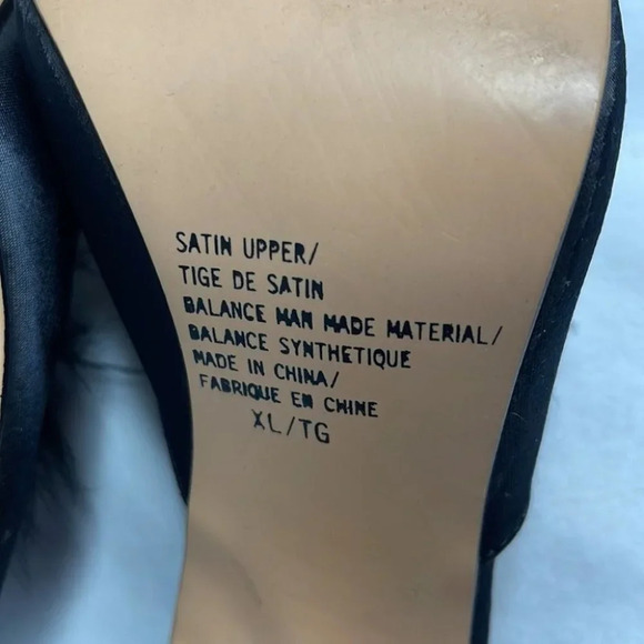LA SENZA Vintage Black Feather Trim Satin Heel Slipper Shoes Size XL 7-8 - Picture 8 of 11